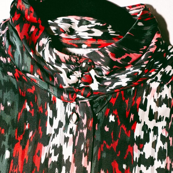 Vintage 90s Marlis by Elle Designs Abstract Animal Stripe Blouse - Picture 5 of 6